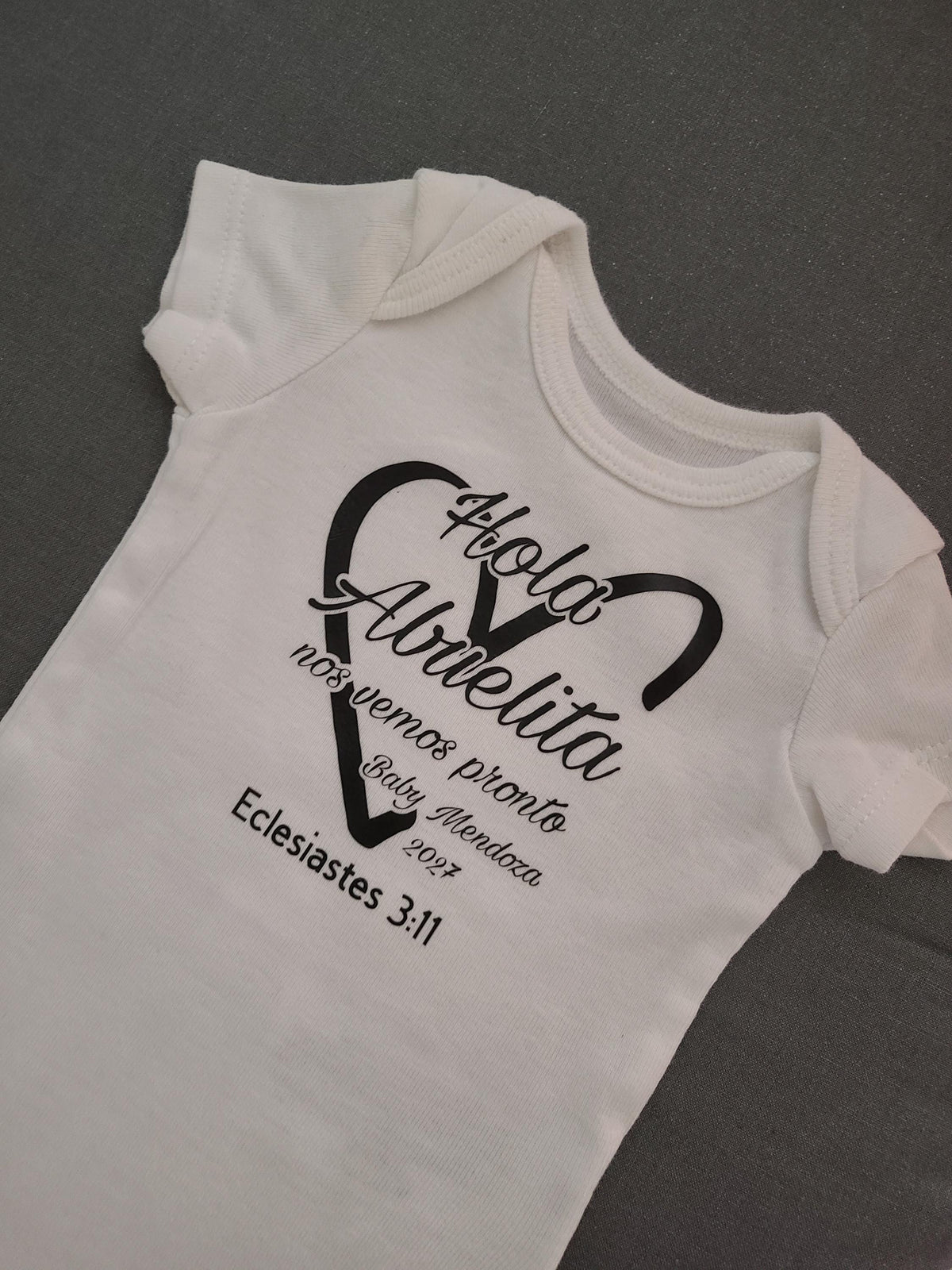 Personalized Baby Bodysuit – Custom Name, Bible Verse, Heart Design 9-12 months
