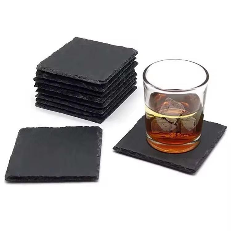 Personalized Engraved Stone Coaster- Set of 4 Slate Drink Coasters | Wedding Gift Set
