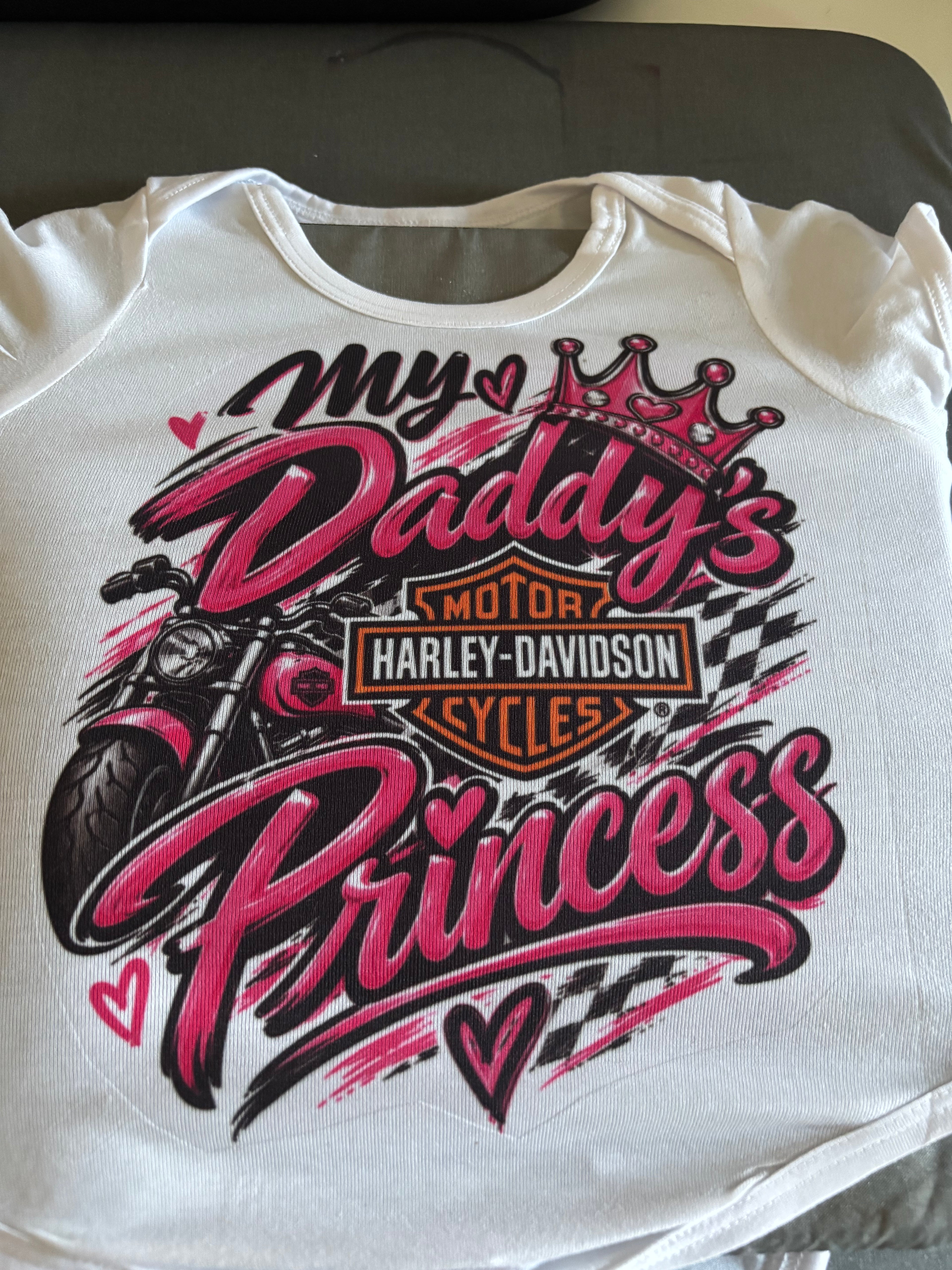 Harley-Davidson Baby Girls' "My Daddy's Princess" Creeper/Bodysuit.