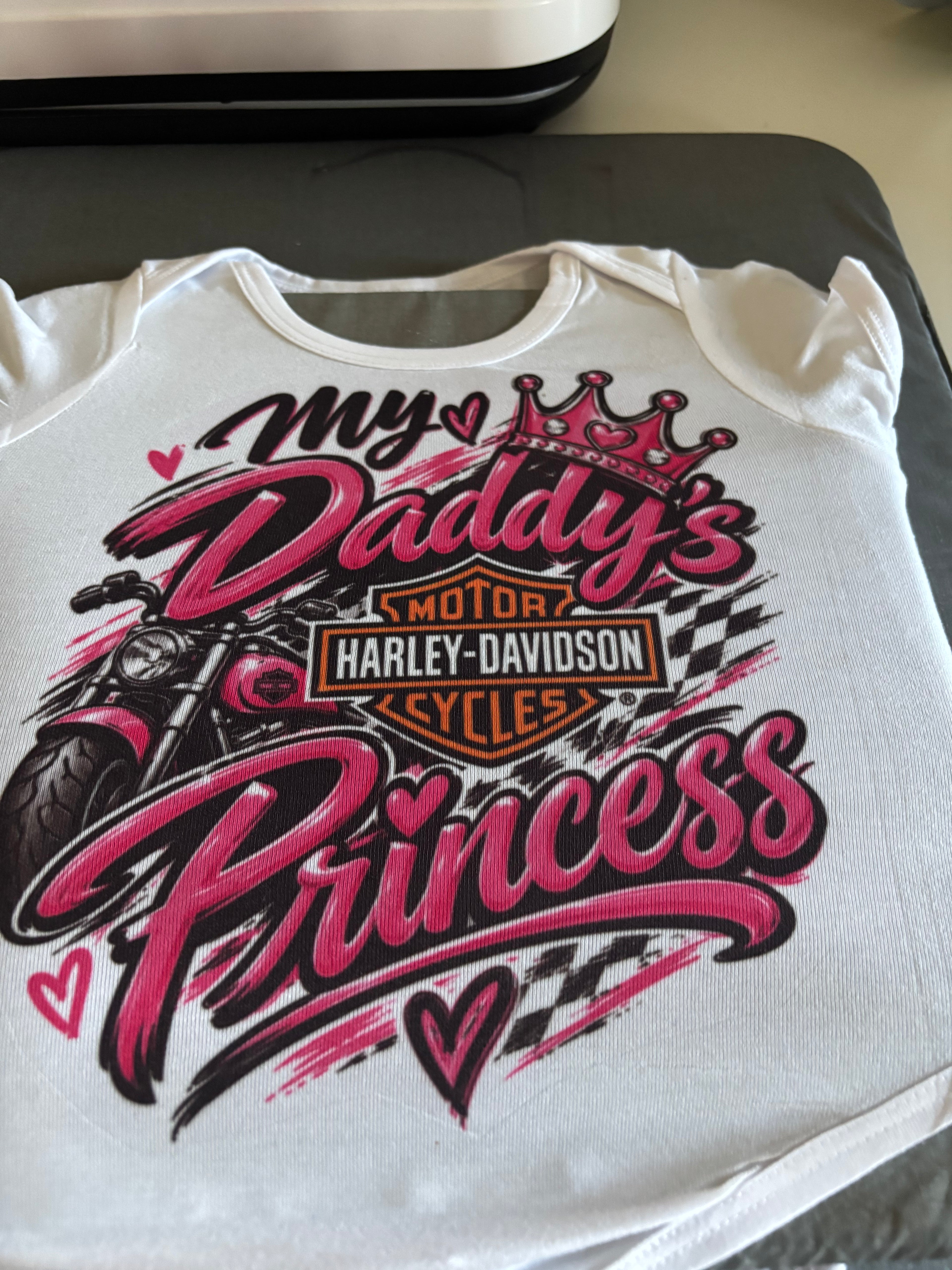 Harley-Davidson Baby Girls' "My Daddy's Princess" Creeper/Bodysuit.