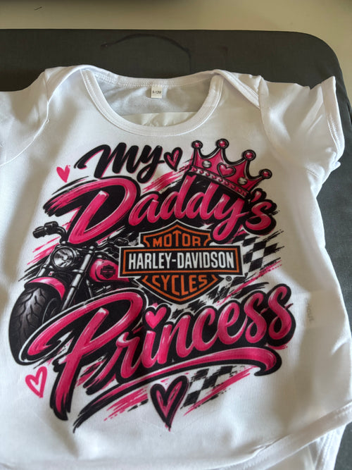 Harley-Davidson Baby Girls' "My Daddy's Princess" Creeper/Bodysuit.